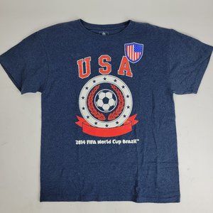 2014 FIFA World Cup Brasil Team USA T Short Sleeve T Shirt XXL 2XL Blue